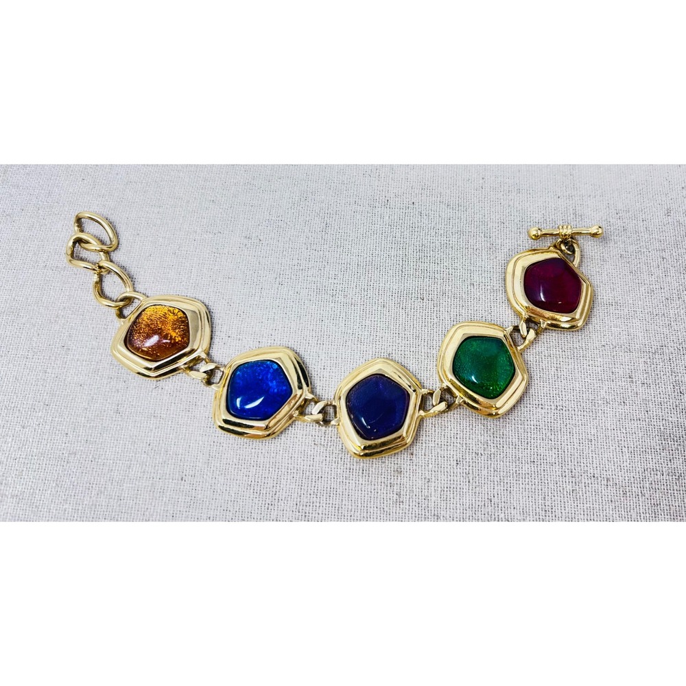 Vintage Kenneth Jay Lane Avon Caprianti Collection Multi-Color Glass Bracelet